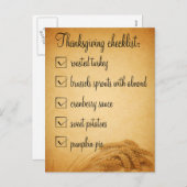 感謝祭の小麦の食のチェックリストのはがき シーズンポストカード (正面/裏面)