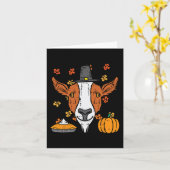 感謝祭の巡礼ヤギおもしろい秋秋の男を見る カード (黄色い花)