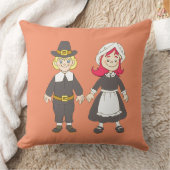 感謝祭の巡礼少年と少女 クッション (ブランケット)