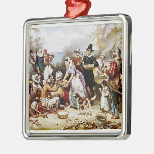 感謝祭の巡礼者かインドのオーナメント メタルオーナメント (左)