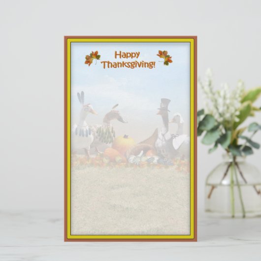 感謝祭の巡礼者とインディアンダックス 便箋 (スタンド正面)