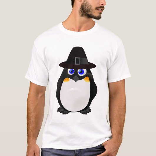 感謝祭の巡礼者のペンギン Tシャツ (正面)