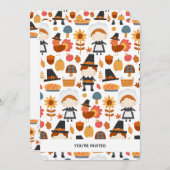 感謝祭の巡礼者の収穫パターン夕食の招待 招待状 (正面/裏面)