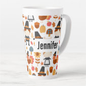 感謝祭の巡礼者の収穫パターン カフェラテマグ (右アングル)