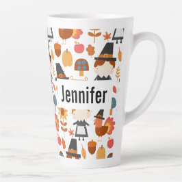 感謝祭の巡礼者の収穫パターン カフェラテマグ