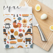 感謝祭の巡礼者の収穫パターン キッチンタオル (四つ折り)