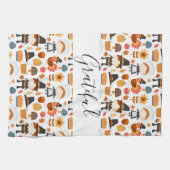 感謝祭の巡礼者の収穫パターン キッチンタオル (横)