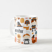 感謝祭の巡礼者の収穫パターン コーヒーマグカップ (正面左)