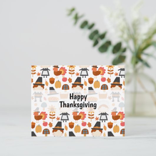 感謝祭の巡礼者の収穫パターン シーズンポストカード (スタンド正面)