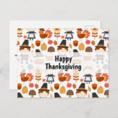 感謝祭の巡礼者の収穫パターン シーズンポストカード (正面/裏面)