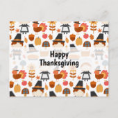 感謝祭の巡礼者の収穫パターン シーズンポストカード (正面)