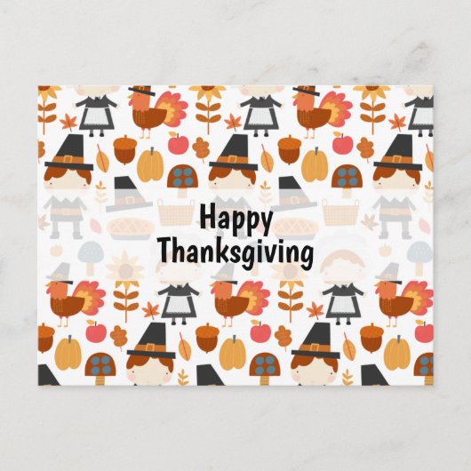 感謝祭の巡礼者の収穫パターン シーズンポストカード (正面)