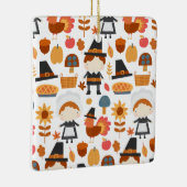 感謝祭の巡礼者の収穫パターン セラミックオーナメント (右)