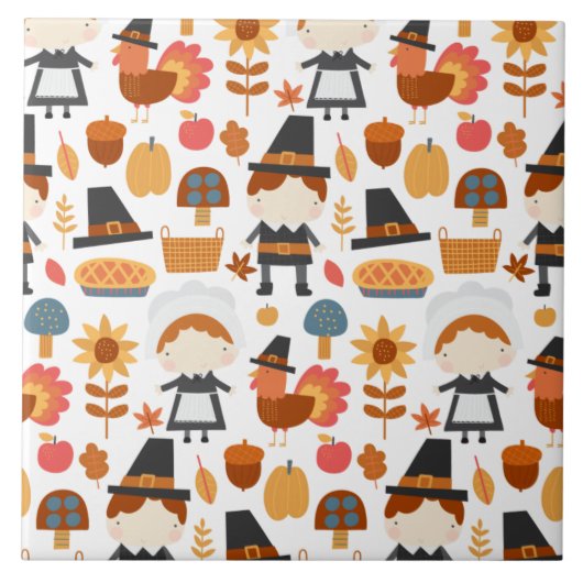 感謝祭の巡礼者の収穫パターン タイル (正面)