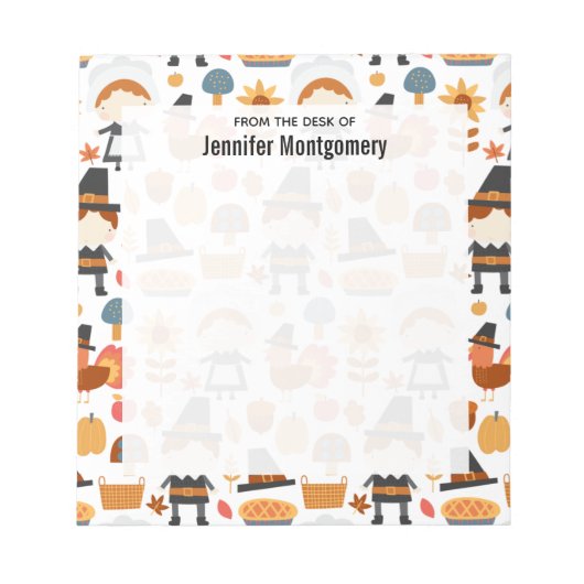 感謝祭の巡礼者の収穫パターン ノートパッド (正面)