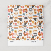 感謝祭の巡礼者の収穫パターン プレイスカード (外部開封)