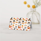 感謝祭の巡礼者の収穫パターン プレイスカード (裏面)