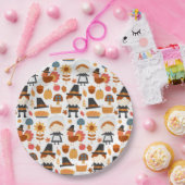 感謝祭の巡礼者の収穫パターン ペーパープレート (パーティー)