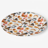 感謝祭の巡礼者の収穫パターン ペーパープレート (アングル)