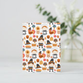 感謝祭の巡礼者の収穫パターン ポストカード (スタンド正面)