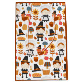 感謝祭の巡礼者の収穫パターン ミディアムペーパーバッグ (正面)