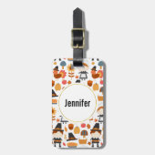 感謝祭の巡礼者の収穫パターン ラゲッジタグ (正面縦)