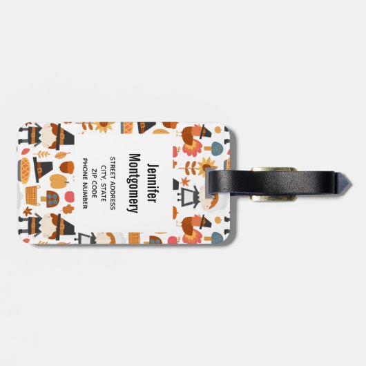 感謝祭の巡礼者の収穫パターン ラゲッジタグ (裏面横)