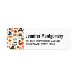 感謝祭の巡礼者の収穫パターン ラベル