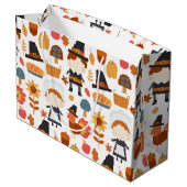 感謝祭の巡礼者の収穫パターン ラージペーパーバッグ (裏面アングル)