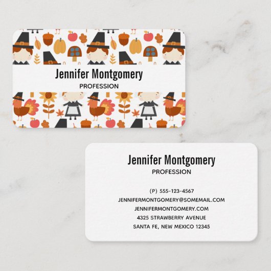 感謝祭の巡礼者の収穫パターン 名刺 (正面/裏面)