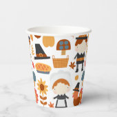 感謝祭の巡礼者の収穫パターン 紙コップ (裏面)