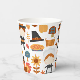 感謝祭の巡礼者の収穫パターン 紙コップ