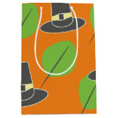 感謝祭の巡礼者テーマパターン中抱き枕 ミディアムペーパーバッグ (正面)