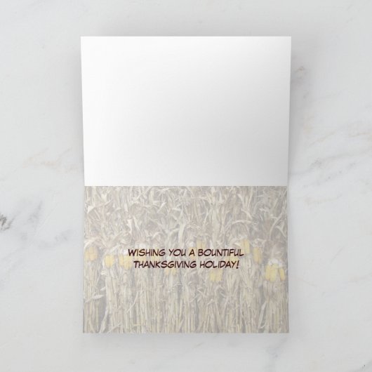 感謝祭の干しトウモロコシの茎の装飾 シーズンカード (内部)