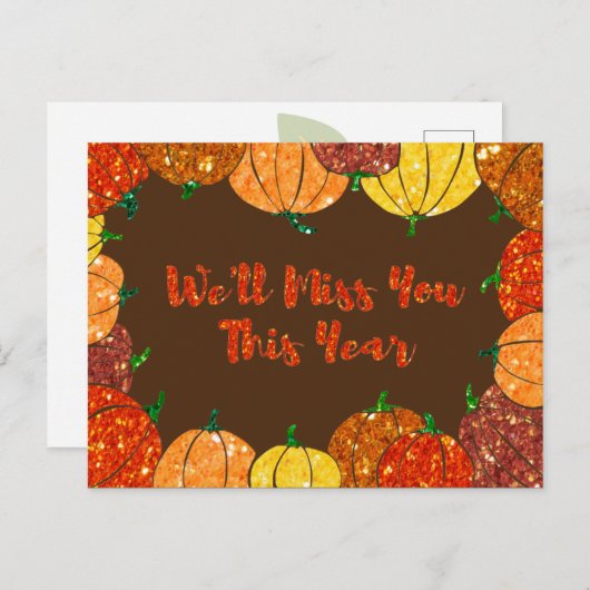 感謝祭の恋しく思カードをソーシャル配信する ポストカード (正面/裏面)