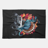 感謝祭の恐竜Tレックスモンスタートラック キッチンタオル (横)