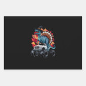 感謝祭の恐竜Tレックスモンスタートラック ラッピングペーパーシート (正面)