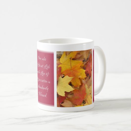 感謝祭の恵みのマグ- 4つは上がりました コーヒーマグカップ (正面右)