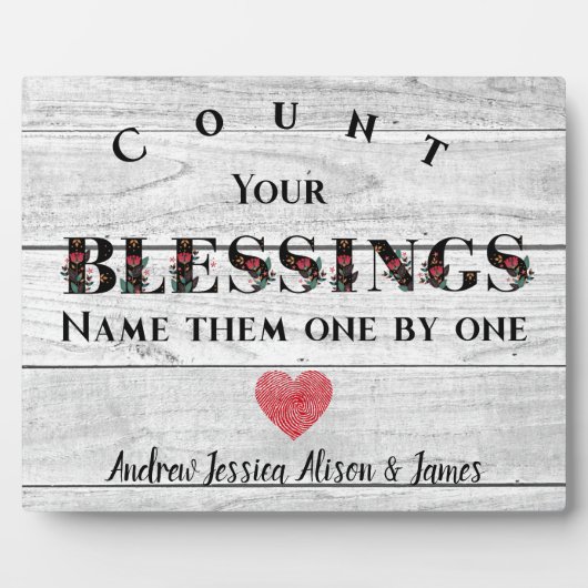 感謝祭の恵み素朴を数える フォトプラーク (正面)