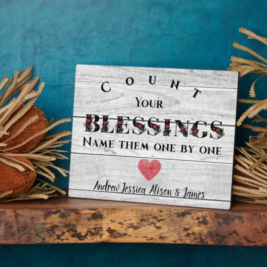 感謝祭の恵み素朴を数える フォトプラーク (側面)