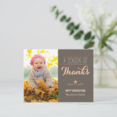 感謝祭の感謝していフォトカードの季節 シーズンポストカード (スタンド正面)