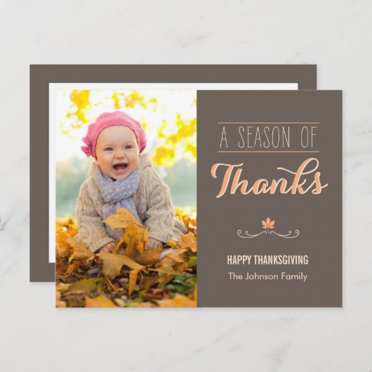 感謝祭の感謝していフォトカードの季節 シーズンポストカード (正面/裏面)