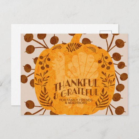 感謝祭の感謝のターキーとグリーン ポストカード (正面/裏面)