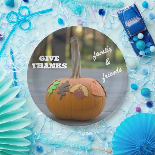 感謝祭の感謝のターキー 感謝の気持ちを伝えるパンプキン ペーパープレート (パーティー)