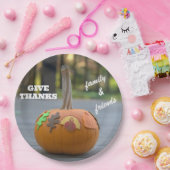 感謝祭の感謝のターキー 感謝の気持ちを伝えるパンプキン ペーパープレート (パーティー)