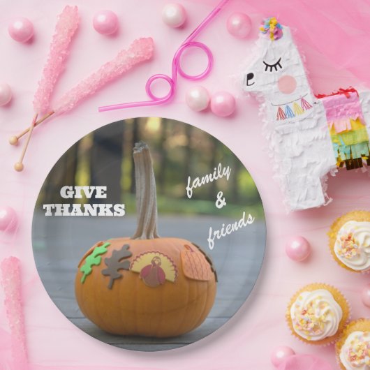 感謝祭の感謝のターキー 感謝の気持ちを伝えるパンプキン ペーパープレート (パーティー)