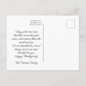 感謝祭の感謝の気持ちを表すヴィンテージのひまわりと花 ポストカード (裏面)