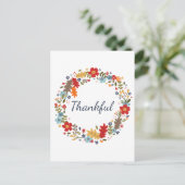 感謝祭の感謝の秋のリースのホリデーグリーティング ポストカード (スタンド正面)