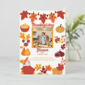 感謝祭の招待状と家族の写真 シーズンカード (スタンド正面)