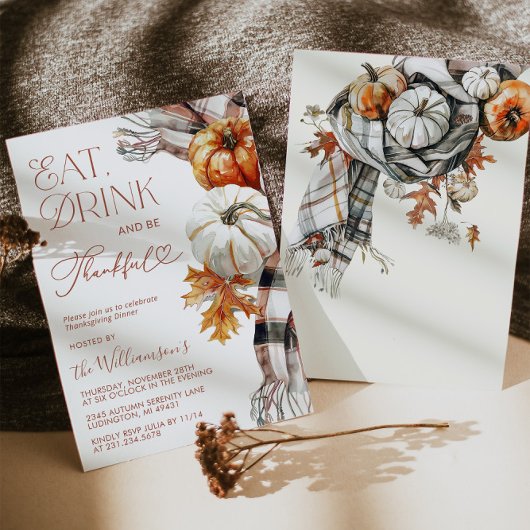 感謝祭の招待状食べ – ドリンク+感謝の気持ち 招待状